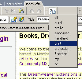 Media types toolbar button